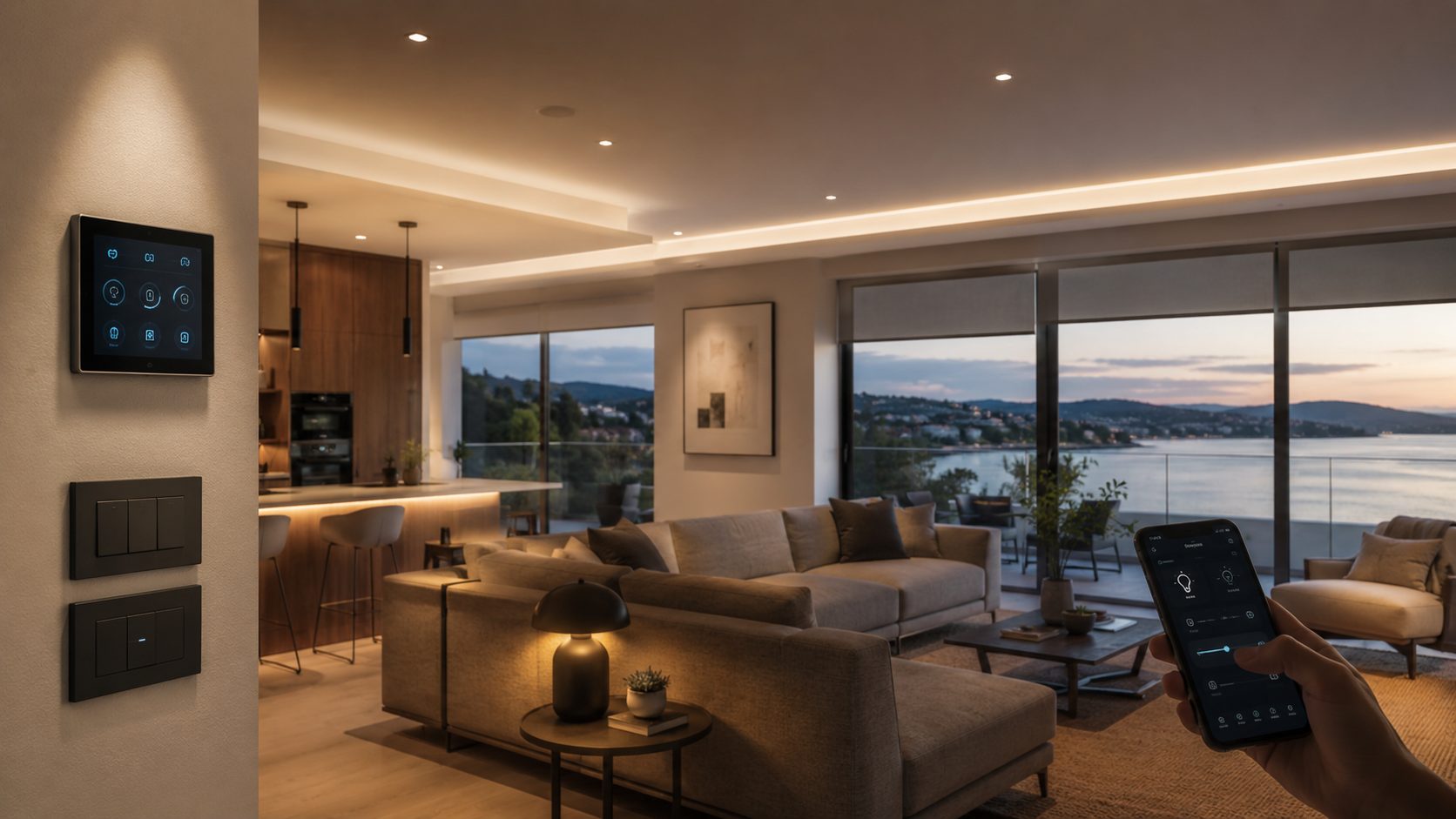 Vivienda moderna con iluminación y control domótico