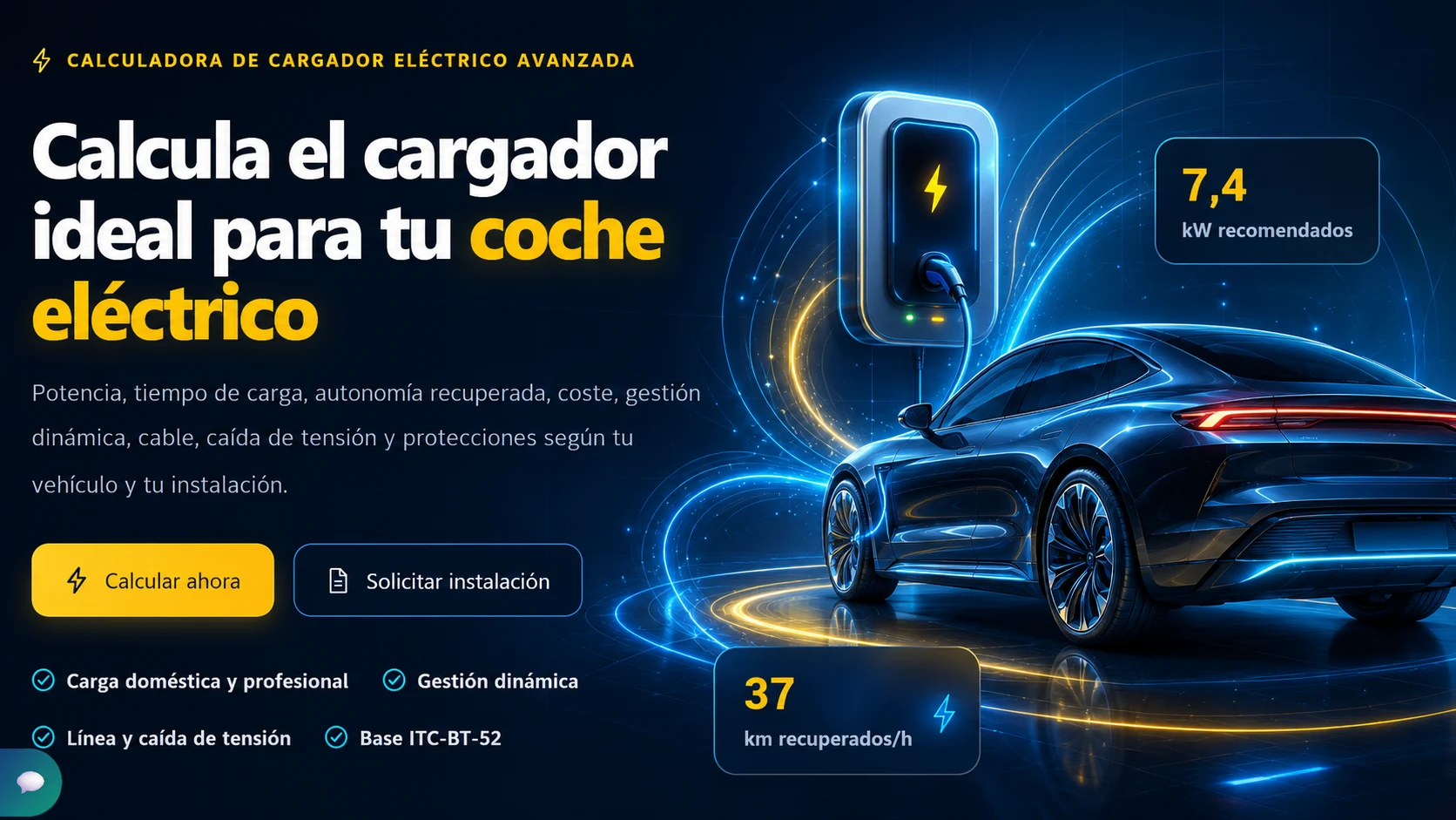 Calculadora para elegir cargador de coche eléctrico y wallbox de ELGATEC