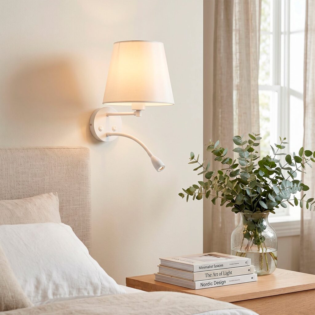 Aplique de pared "Lumina" E27 con foco LED de lectura 3W