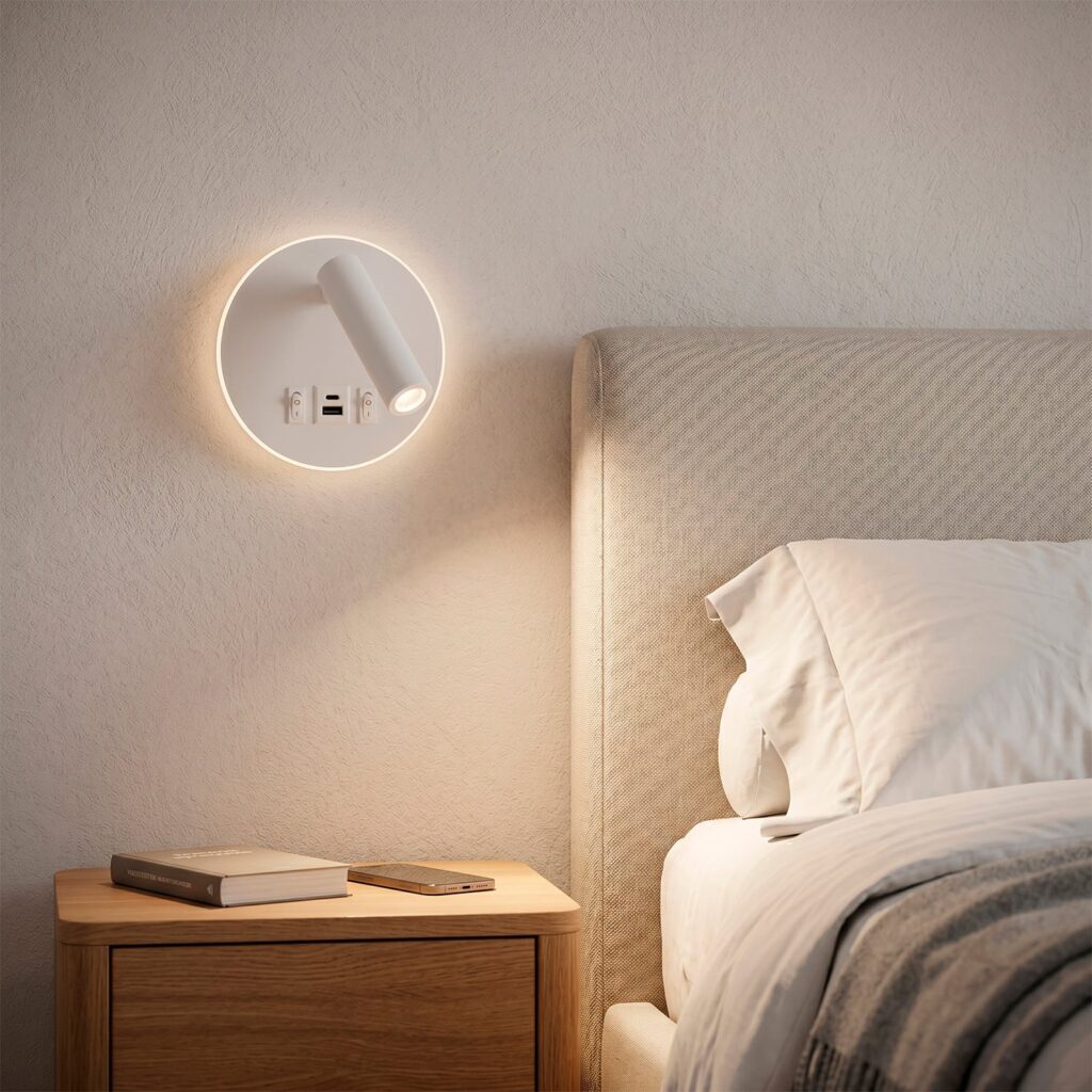 Aplique LED Spot Round 9W con Salida USB-C 630Lm 3000ºK Blanco