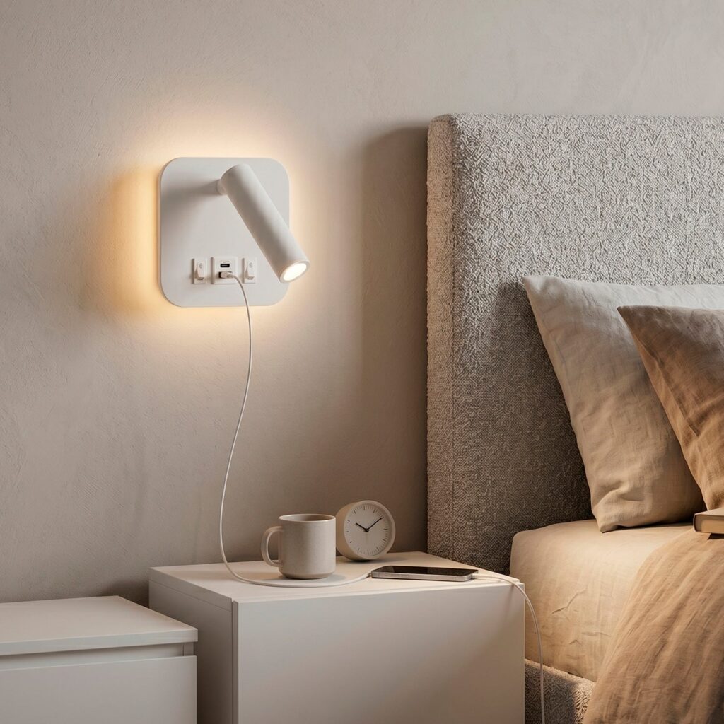 Aplique LED Spot Square 9W con Salida USB-C 630Lm 3000ºK Blanco