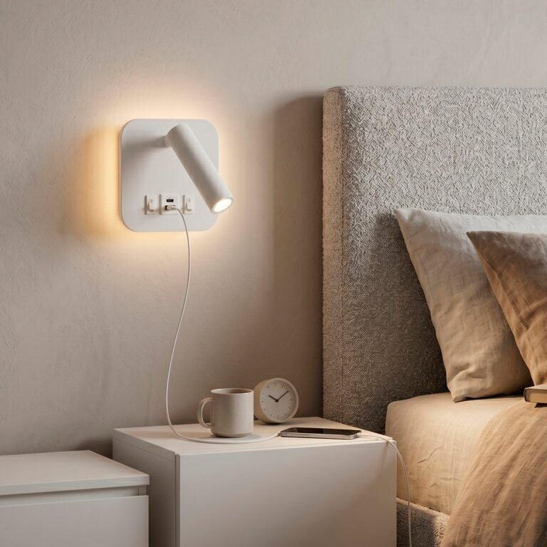 Aplique LED Spot Square 9W con Salida USB-C 630Lm 3000ºK Blanco
