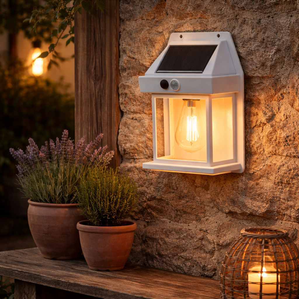 Aplique Solar IP44 3W 3000K 100Lm con Sensor PIR - Blanco