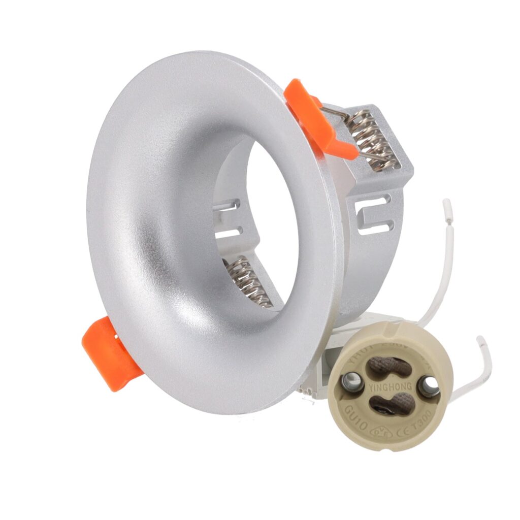 Aro downlight empotrable redondo GU10 color plata "Virel"