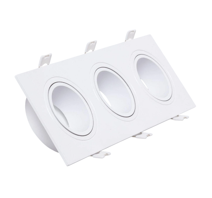 Aro Foco Downlight 3xGU10 Policarbonato Rectangular Blanco