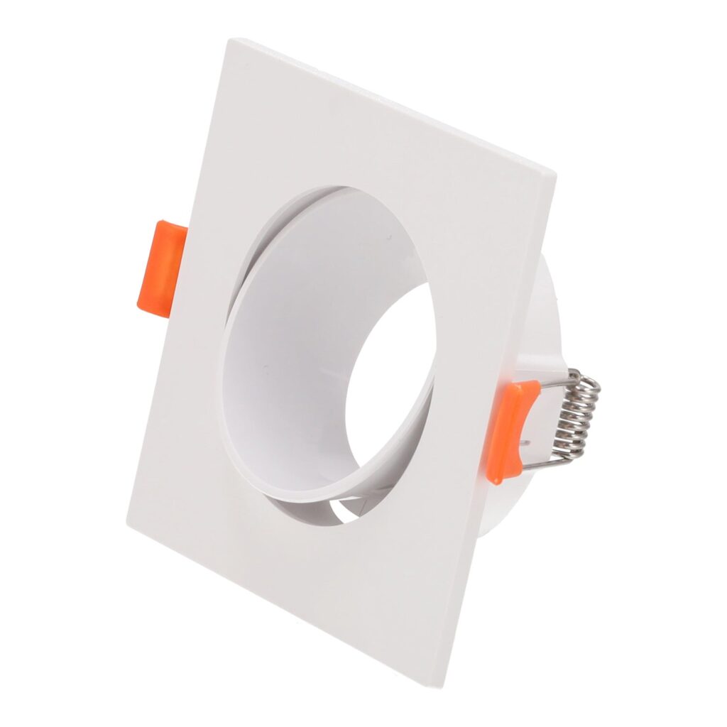 Aro Foco Downlight Basculante Cuadrado Blanco 83/83Mm