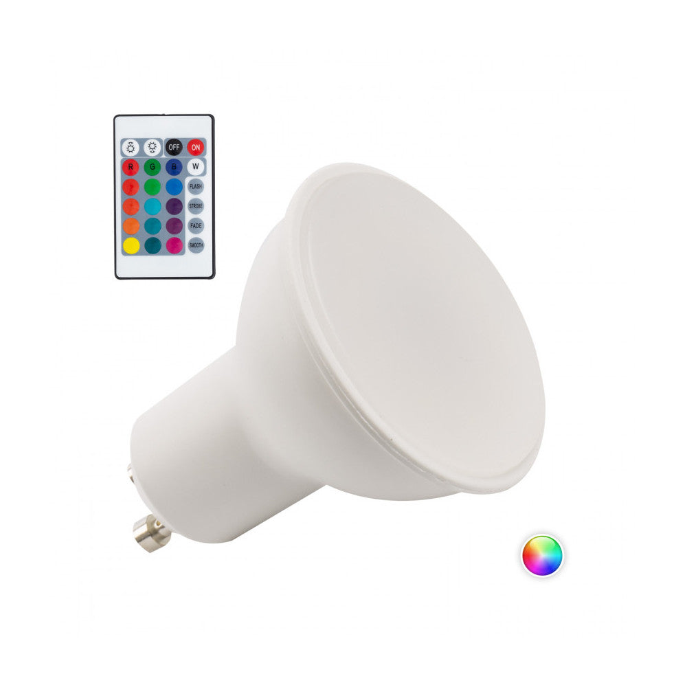 Bombilla LED GU10 5W RGB Mando a Distancia 40.000H