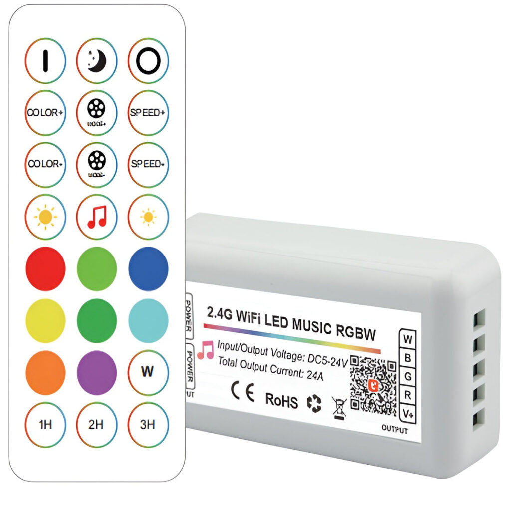 Controlador LED Tuya Wifi 2,4G RF RGBW 24 Teclas