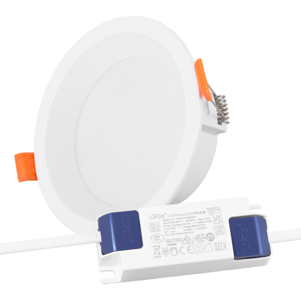 Downlight LED 12W 140Lm/W Driver LIFUD Flicker Free 6000ºK