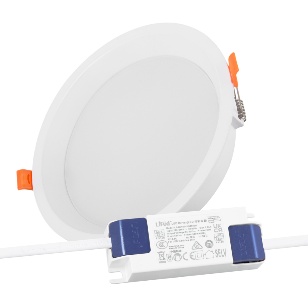 Downlight LED 20W 140Lm/W Driver LIFUD Flicker Free 6000ºK