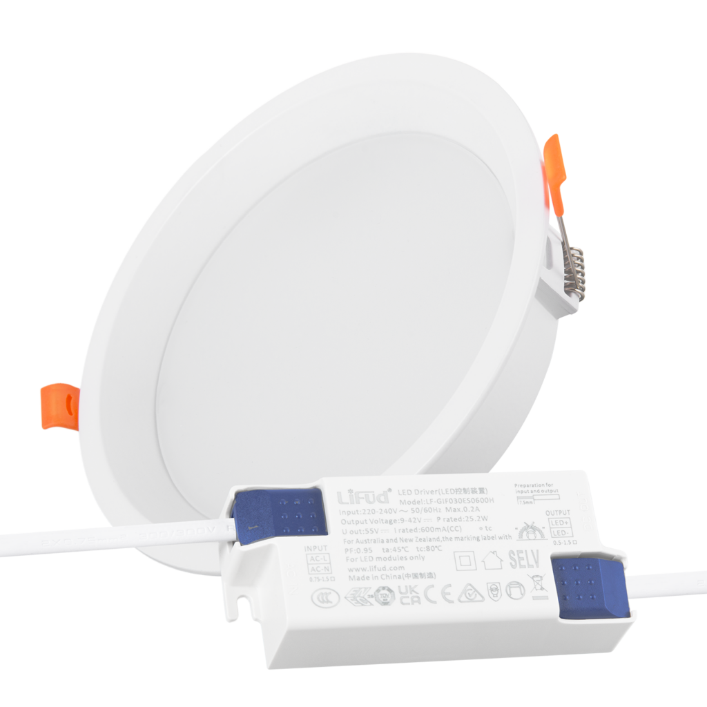 Downlight LED 24W 140Lm/W Driver LIFUD Flicker Free 6000ºK