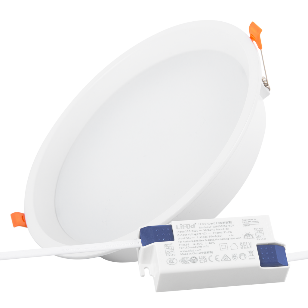 Downlight LED 32W 140Lm/W Driver LIFUD Flicker Free 6000ºK