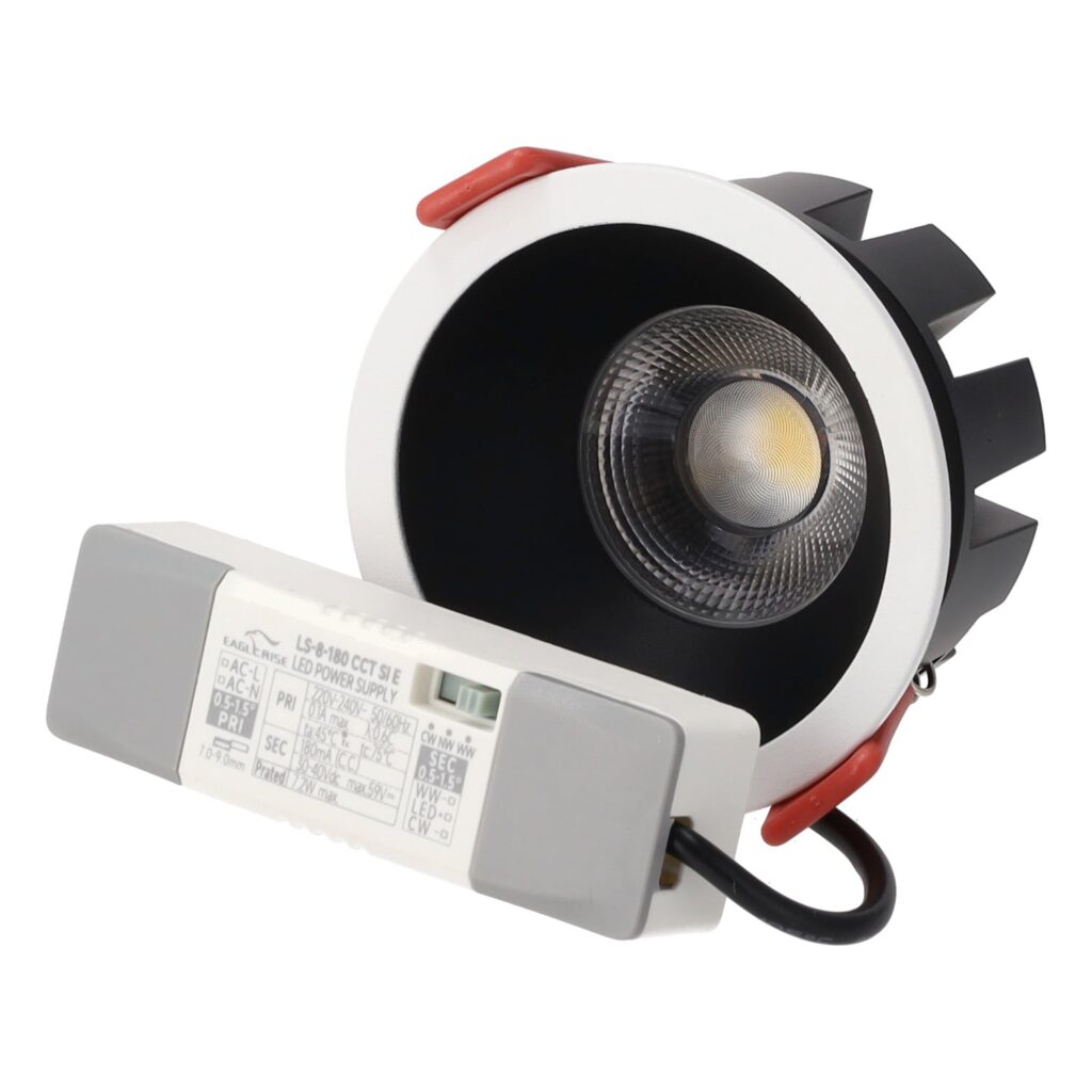 Downlight LED 8W CCT Chip OSRAM Corte Ø 75mm Reflector Negro