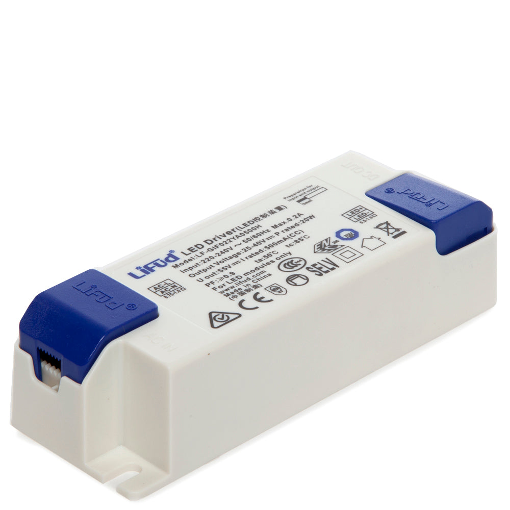 Driver LIFUD 21W Entrada:220-240VAC Salida:25-42VDC 500mA Flicker Free