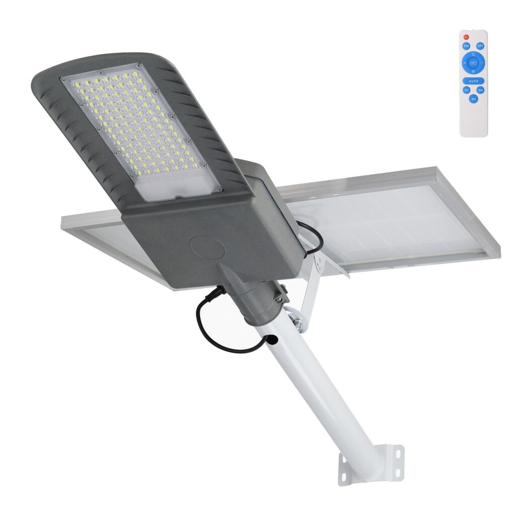 Farola LED Solar 200W 5000K Panel 6V 30W Batería 28Ah Sensor Crepuscular /Control Remoto