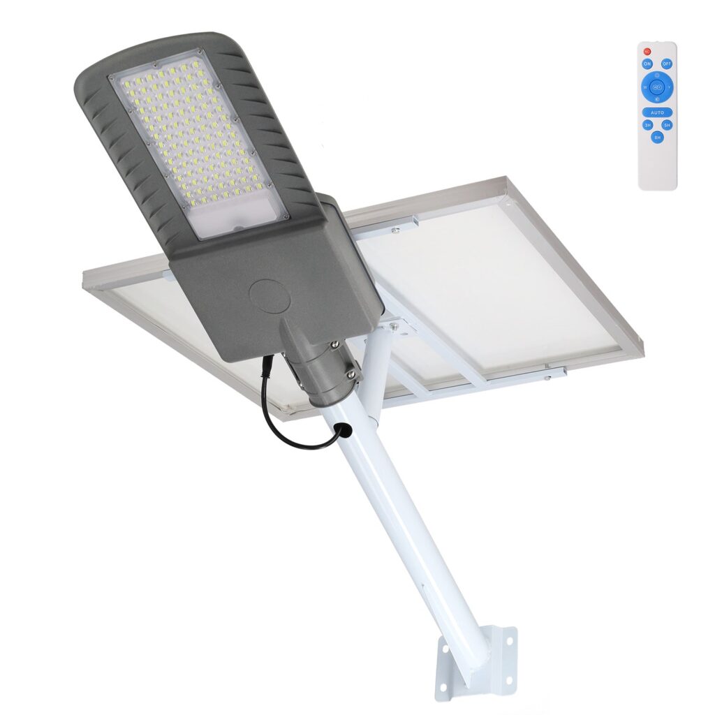 Farola LED Solar 300W 5000K Panel 6V 45W Batería 42Ah Sensor Crepuscular /Control Remoto