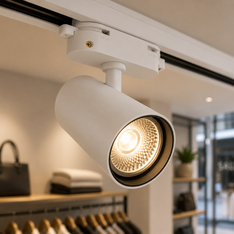 Foco de Carril LED Monofásico Potencia_Temperatura de Color Regulables 20_25_30W 6000_4000_3000K Blanco