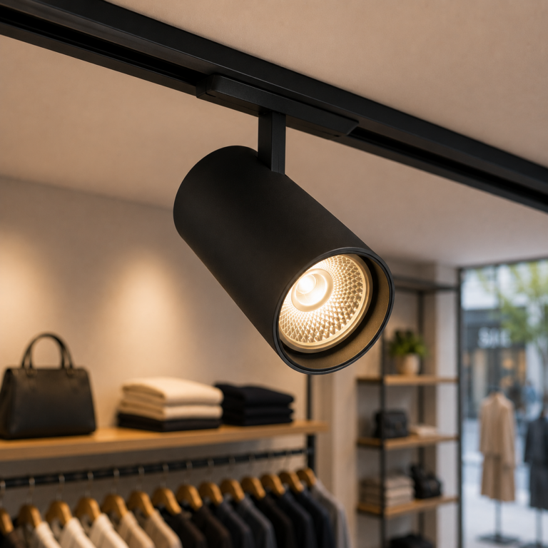 Foco de Carril LED Monofásico Potencia_Temperatura de Color Regulables 20_25_30W 6000_4000_3000K Negro