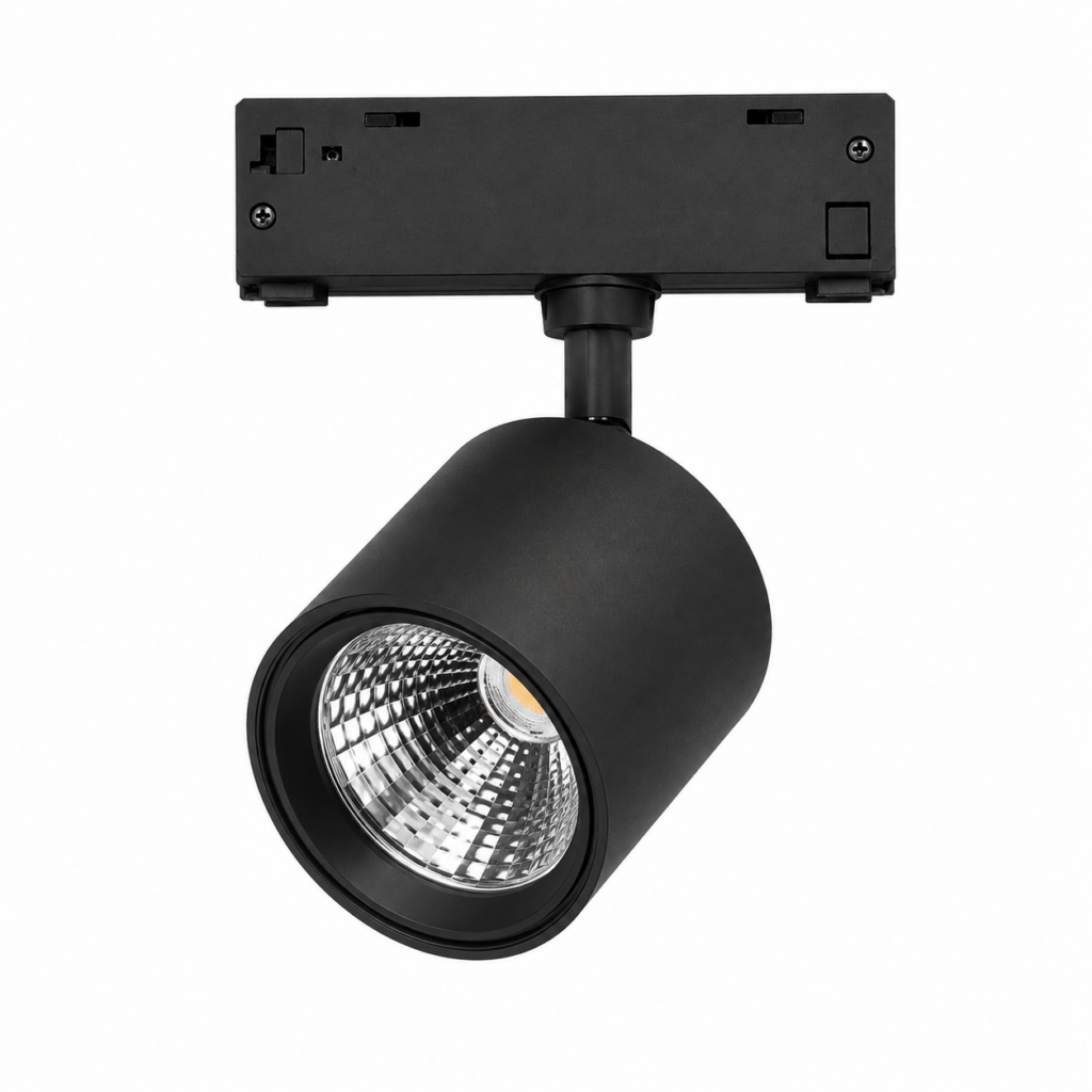 Foco LED Carril Magnético 10mm 18W 80Lm/W 90º 48VDC CCT (Tonalidad Luz Ajustable) Acabado Negro