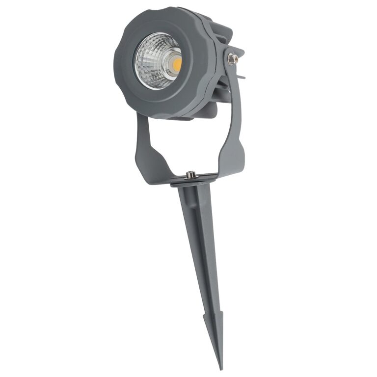 Foco Led con Pincho Jardín 10W IP65 2700ºK Acabado Gris