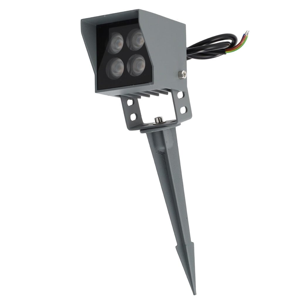 Foco Led con Pincho Jardín 4W IP65 2700ºK Acabado Gris