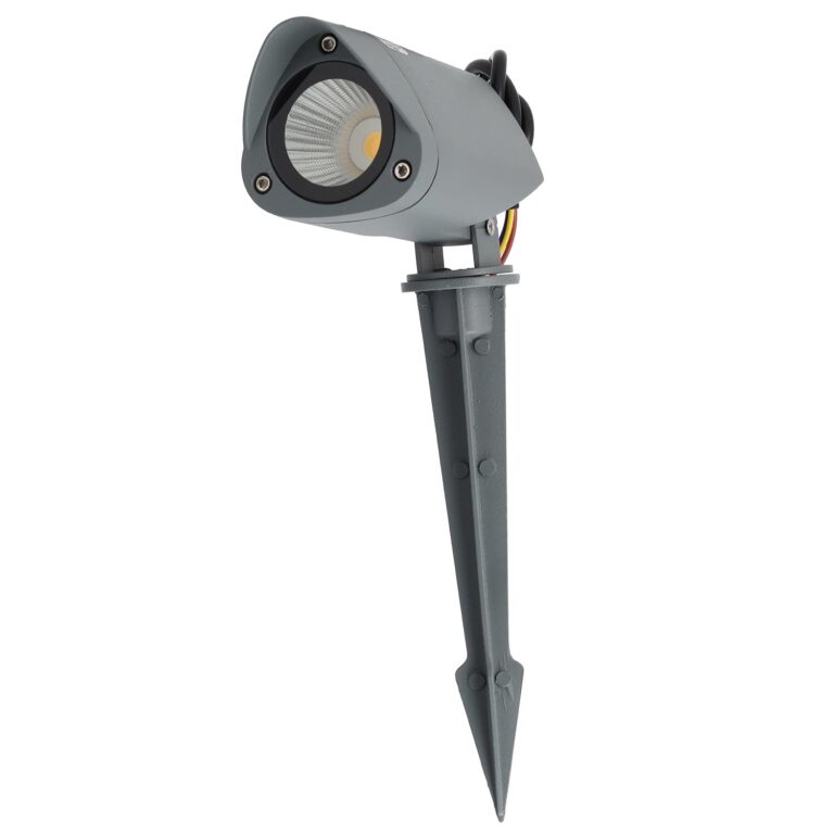 Foco Led con Pincho Jardín 7W IP65 2700ºK Acabado Gris