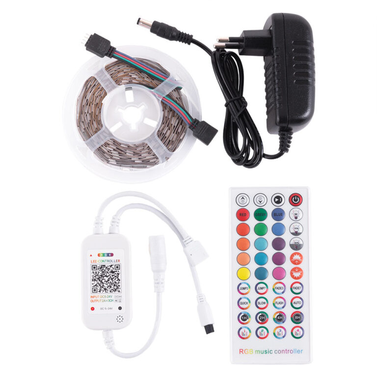 Kit Tira 36W 1.500Lm 150 LEDs 5 metros RGB Blister Transformador, Controlador, Control Bluetooth IP20 40.000H