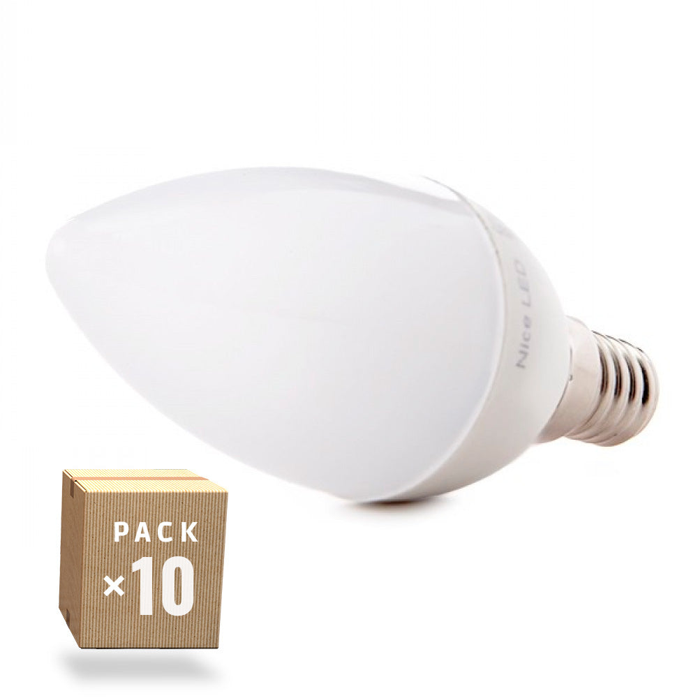 Pack 10 Lámparas LEDs Vela 2835SMD E14 5W 410Lm 40.000H