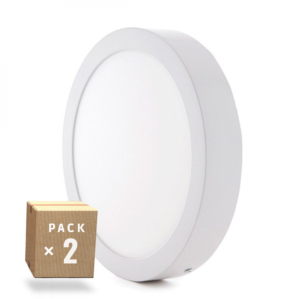 Pack 2 Plafónes LED 24W 1900Lm 6000ºK Superficie 40.000H