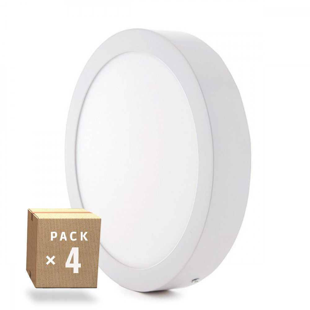 Pack 4 Plafones LED 12W 930Lm 6000ºK Superficie 40.000H