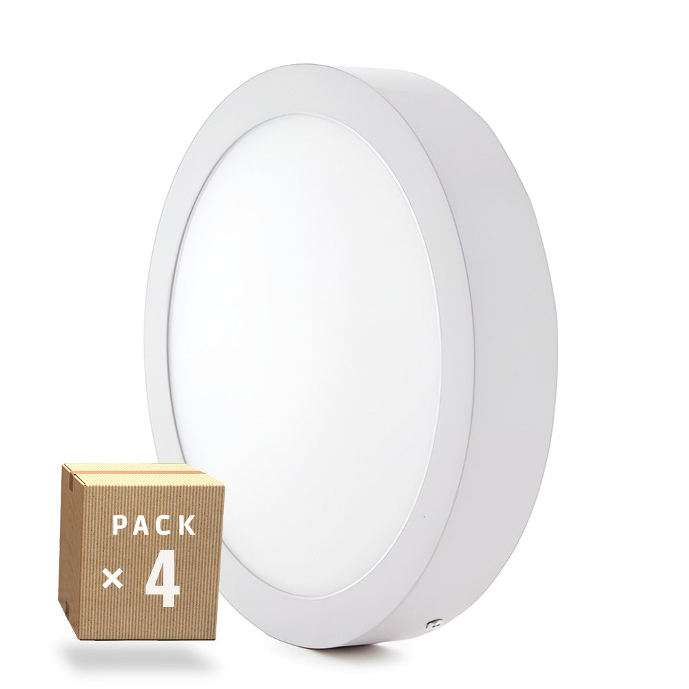 Pack 4 Plafones LED 20W 2000Lm 6000ºK Superficie 40.000H
