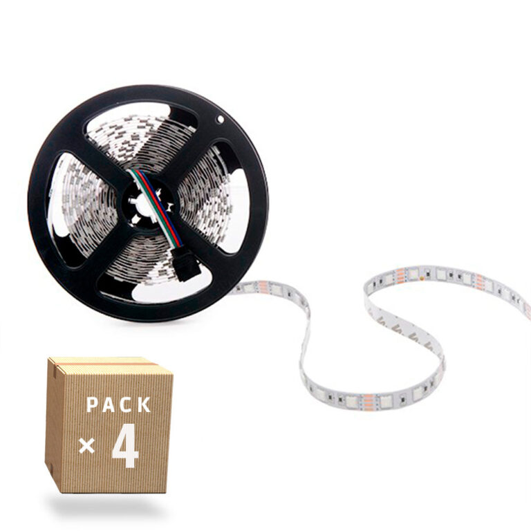 Pack 4 Tiras LED 72W 4200Lm 300 X SMD5050 12VDC IP33 x5M 40.000H