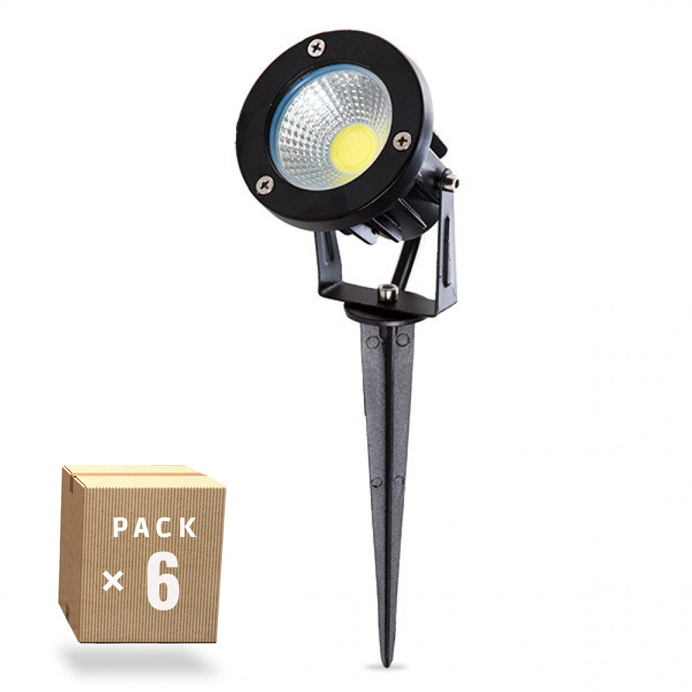 Pack 6 Focos LED Jardines 9W 758Lm 2700ºK Pincho 50.000H