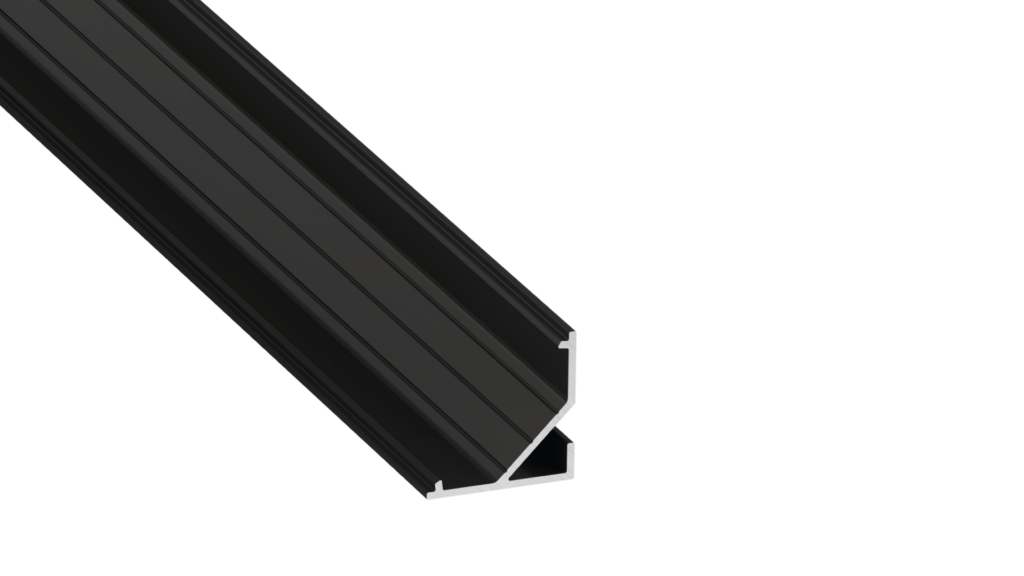 Perfíl Aluminio KIMERA-"ARRE" Anodizado Negro con Difusor Opal , Tapones y Clips Sujección 2,02M