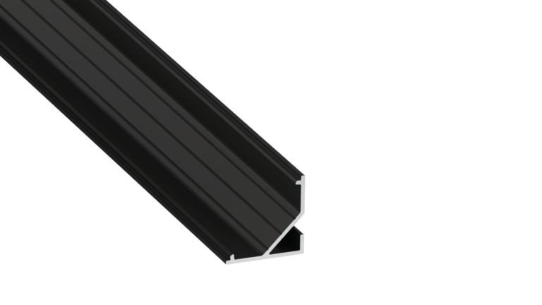 Perfíl Aluminio KIMERA-"ARRE" Anodizado Negro con Difusor Opal , Tapones y Clips Sujección 2,02M