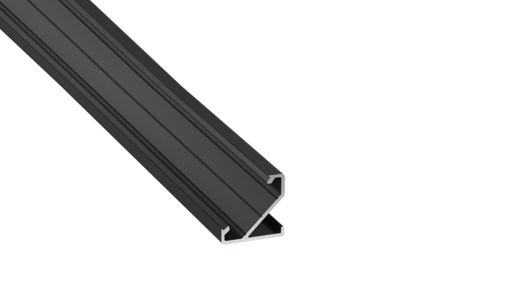 Perfíl Aluminio KIMERA-"BARDE" Anodizado Negro con Difusor Opal , Tapones y Clips Sujección 2,02M