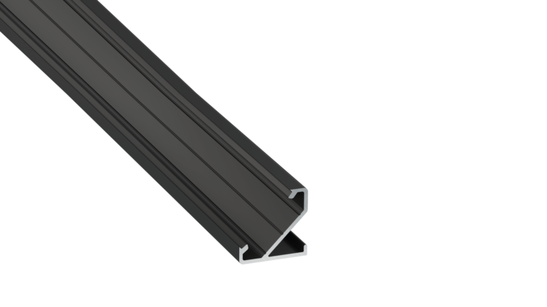 Perfíl Aluminio KIMERA-"BARDE" Anodizado Negro con Difusor Opal , Tapones y Clips Sujección 2,02M