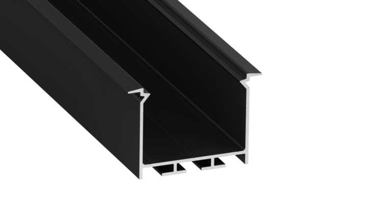 Perfíl Aluminio KIMERA-"HEDE" Anodizado Negro con Difusor Opal , Tapones y Clips Sujección 2,02M