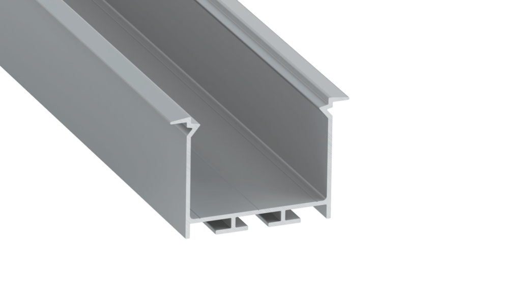 Perfíl Aluminio KIMERA-"HEDE" Anodizado Plata con Difusor Opal , Tapones y Clips Sujección 2,02M
