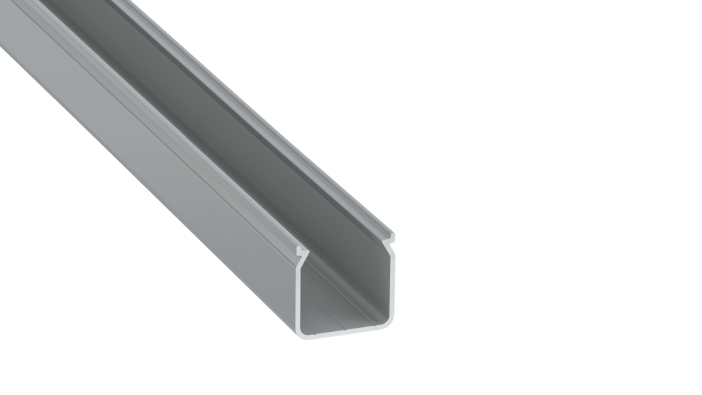 Perfíl Aluminio KIMERA-"HELSE" Anodizado Plata con Difusor Opal , Tapones y Clips Sujección 2,02M