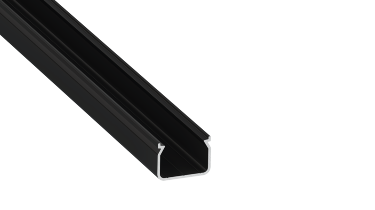Perfíl Aluminio KIMERA-"HOM" Anodizado Negro con Difusor Opal , Tapones y Clips Sujección 2,02M