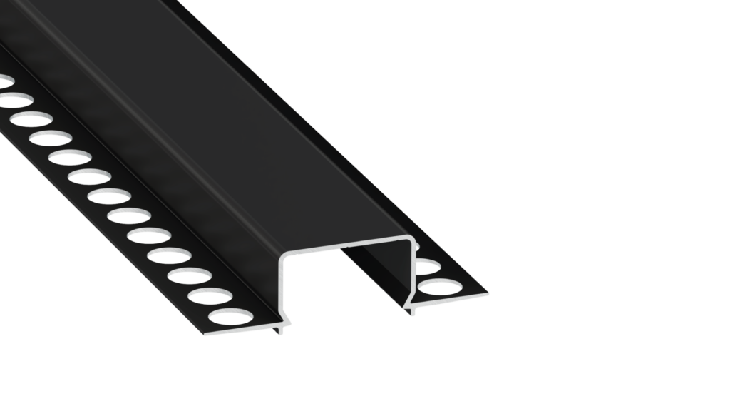 Perfíl Aluminio KIMERA-"HORST" Anodizado Negro con Difusor Opal , Tapones y Clips Sujección 2,02M