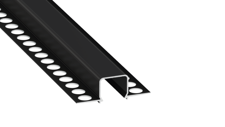 Perfíl Aluminio KIMERA-"MOSSO" Anodizado Negro con Difusor Opal , Tapones y Clips Sujección 2,02M