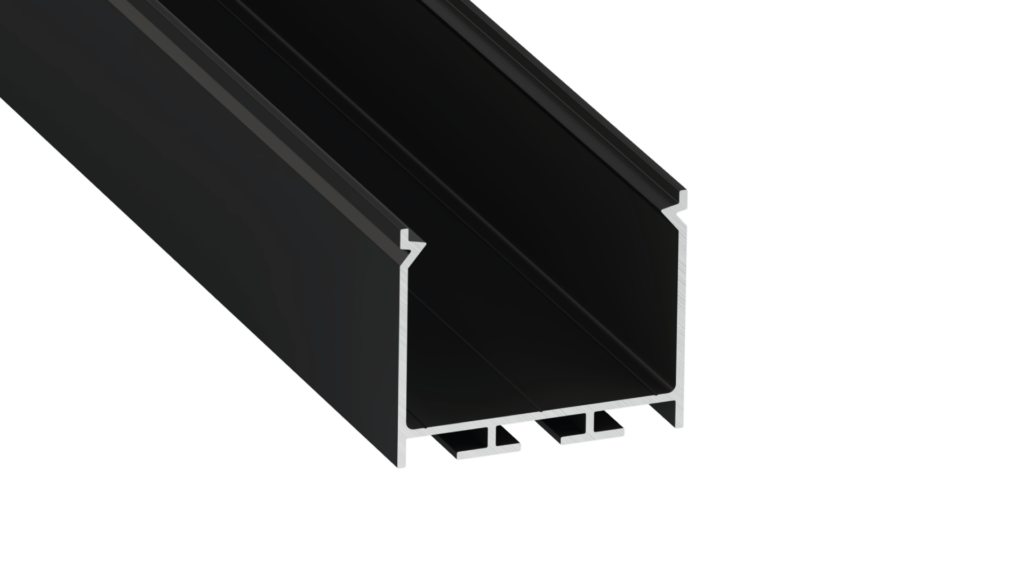 Perfíl Aluminio KIMERA-"NORS" Anodizado Negro con Difusor Opal , Tapones y Clips Sujección 2,02M