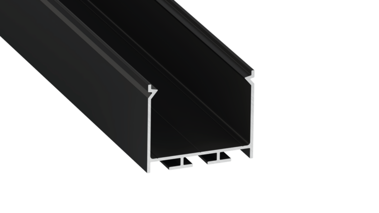 Perfíl Aluminio KIMERA-"NORS" Anodizado Negro con Difusor Opal , Tapones y Clips Sujección 2,02M