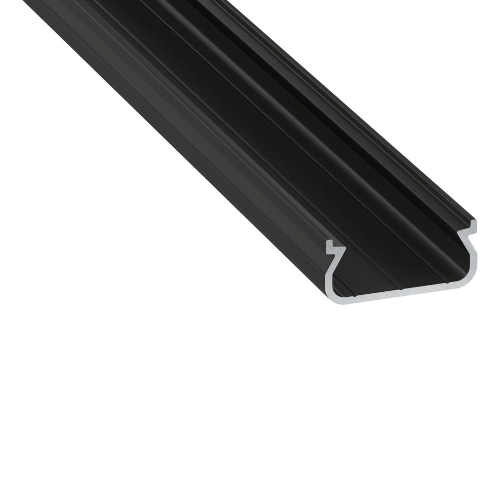 Perfíl Aluminio KIMERA-ORRE Anodizado Negro con Difusor Opal y Tapones 2,02M