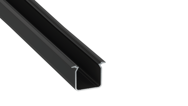 Perfíl Aluminio KIMERA-"SKAGEN" Anodizado Negro con Difusor Opal , Tapones y Clips Sujección 2,02M