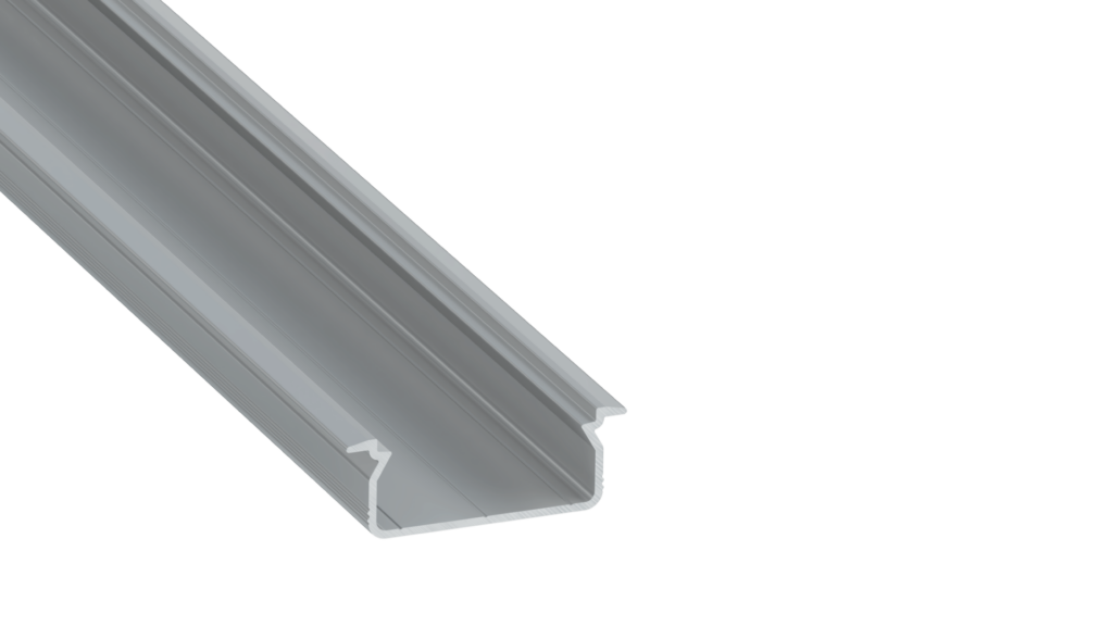 Perfíl Aluminio KIMERA-"TVED" Anodizado Plata con Difusor Opal , Tapones y Clips Sujección 2,02M