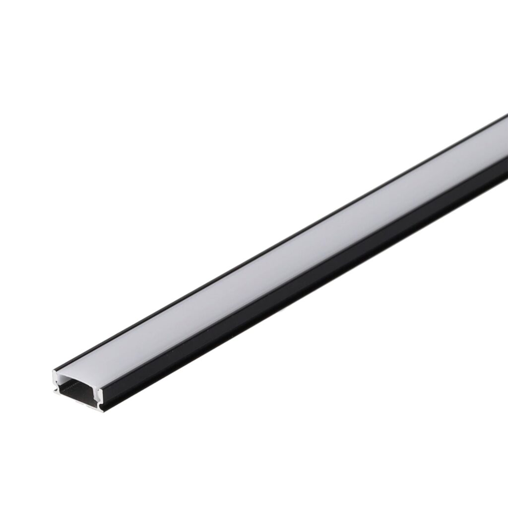 Perfíl Aluminio Negro para Tira LED - Difusor Opal