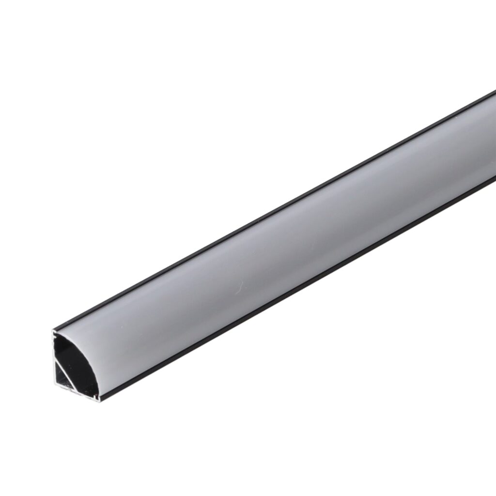 Perfíl Aluminio Negro para Tira LED Instalación Esquinas - Difusor Opal x 2M